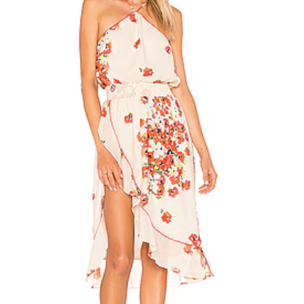 House of Harlow 1960 Orange Pink High Low Halter Sundress